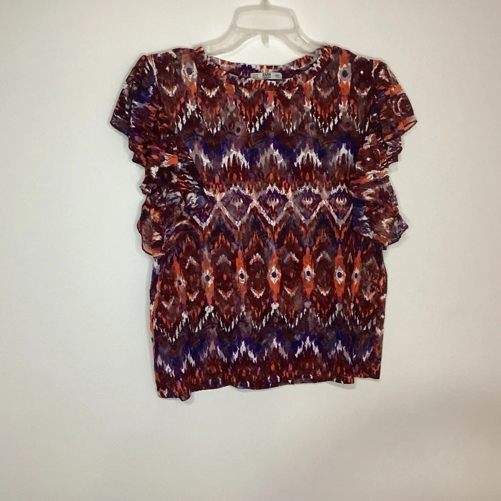 Zara Collection Lace Ruffled Blouse Size Medium